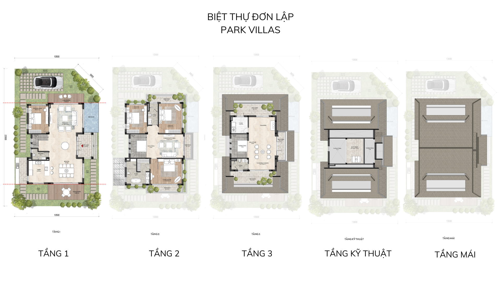 Layout biệt thự đơn lập Park Villas