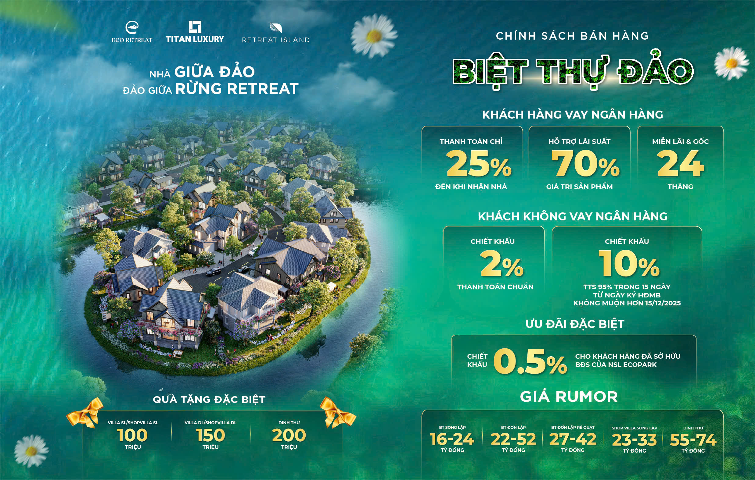 Gía bán, chính sách bán hàng biệt thự đảo Retreat Island
