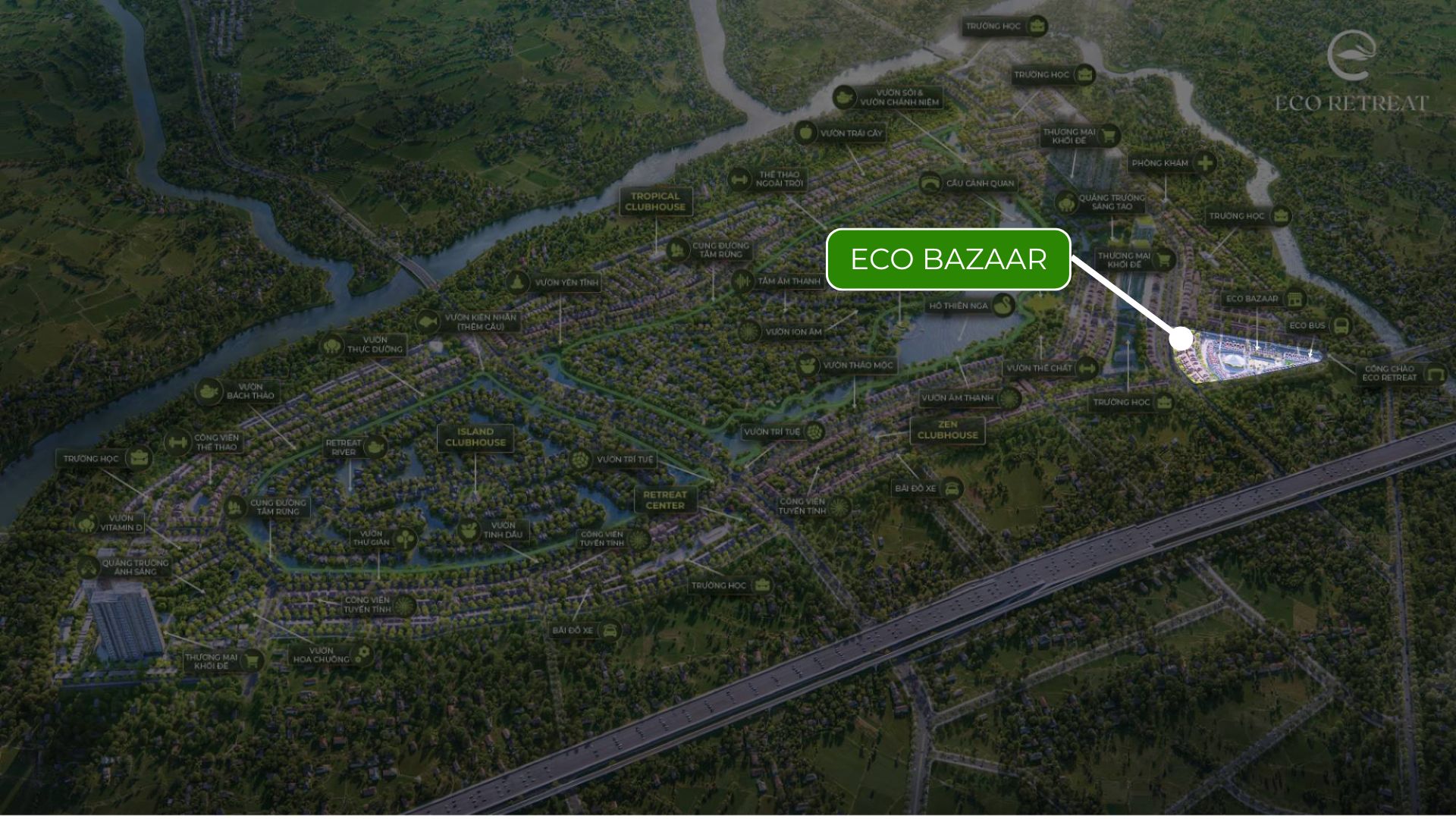 Vị trí Eco Bazaar nằm ngay tại cửa ngõ dự án Eco Retreat