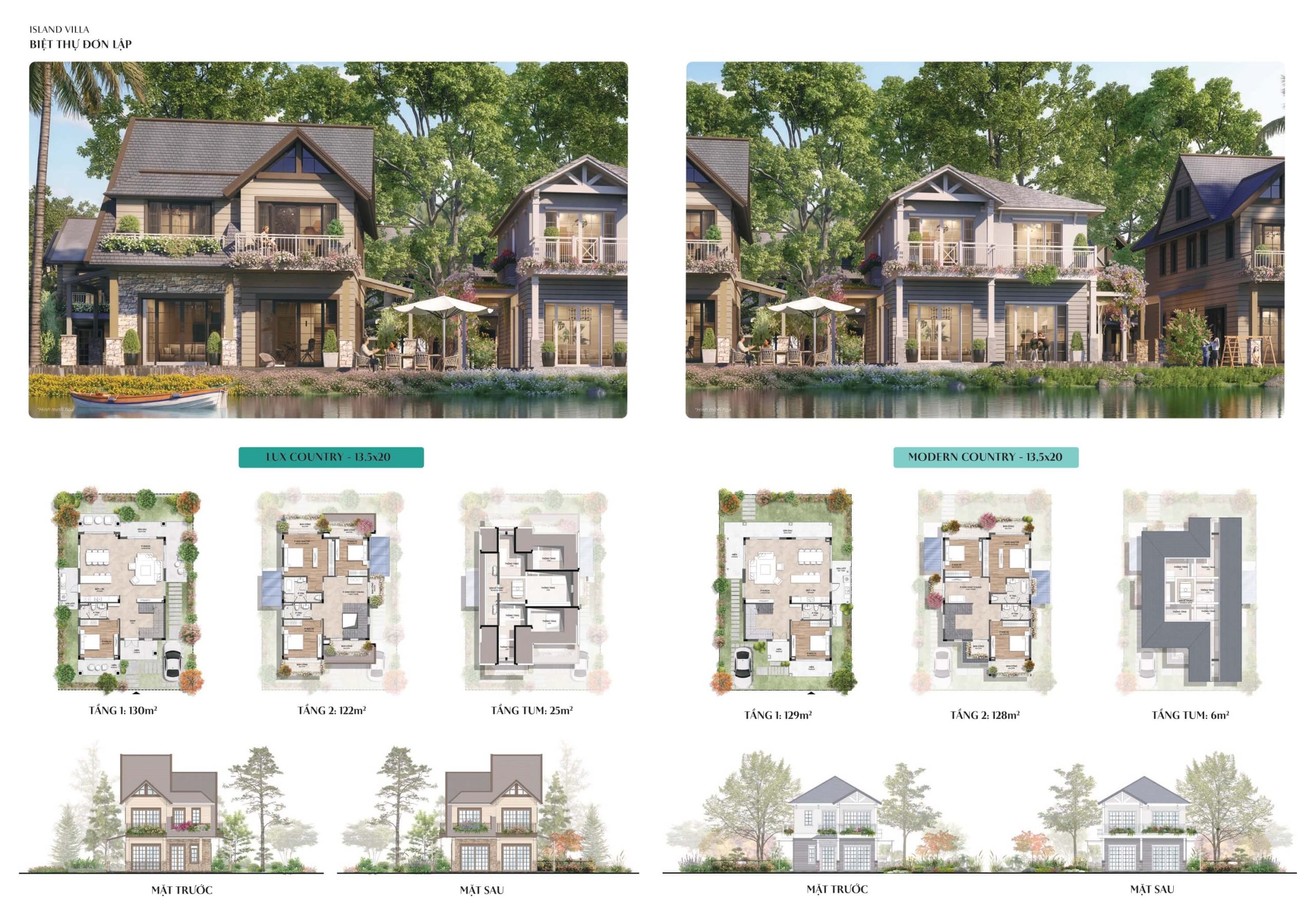 Biệt thự đơn lập Retreat Island mẫu 13.5 x 20m