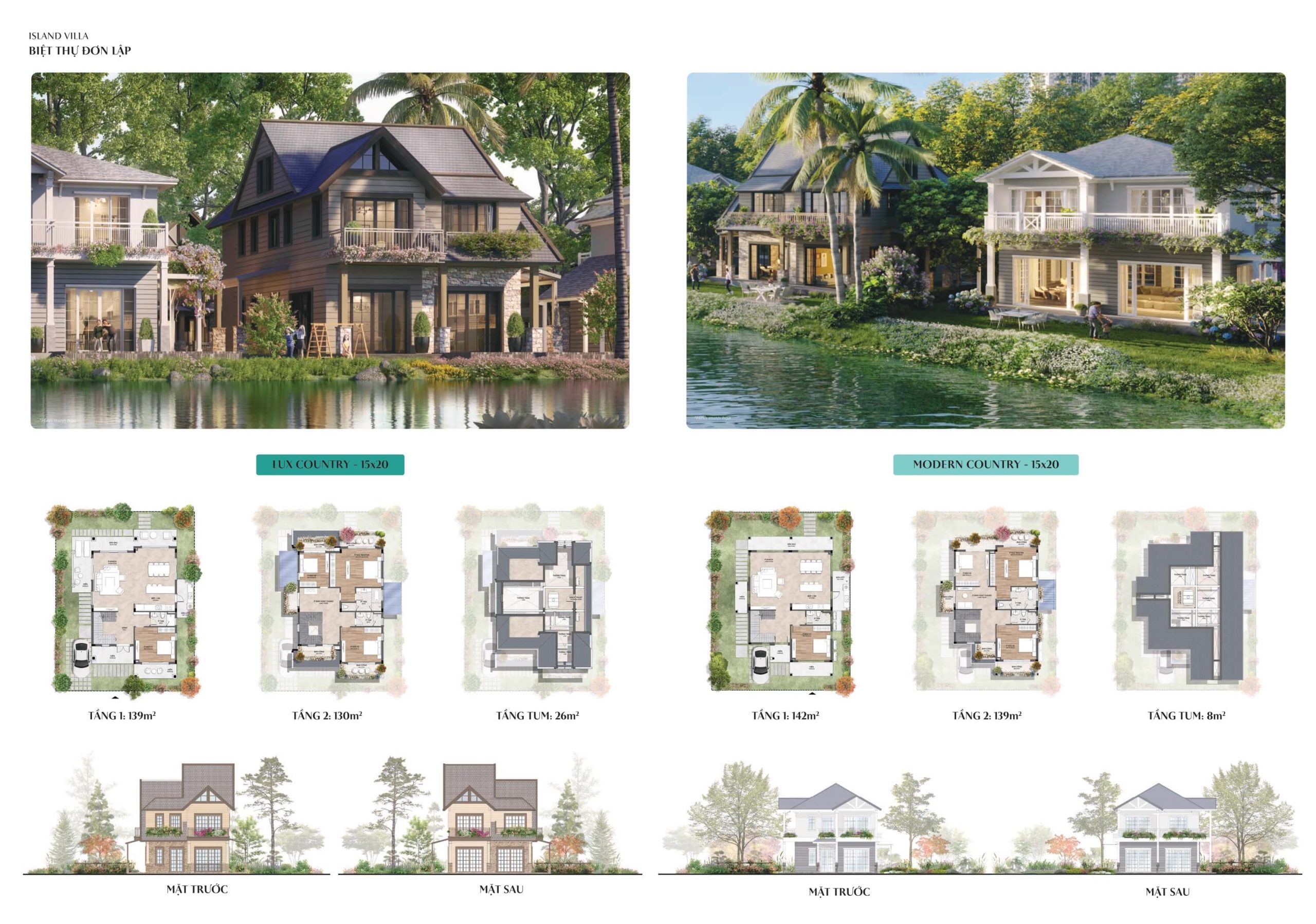 Biệt thự đơn lập Retreat Island mẫu 15 x 20m
